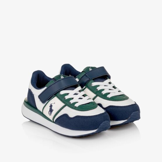 Tenis Polo Ralph Lauren Con Cierre De Velcro Y Logo Bordado - Blanco/Azul/Verde