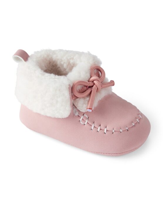 Botas Mocasín Carter's Sherpa Para Bebé - Rosa/Blanco